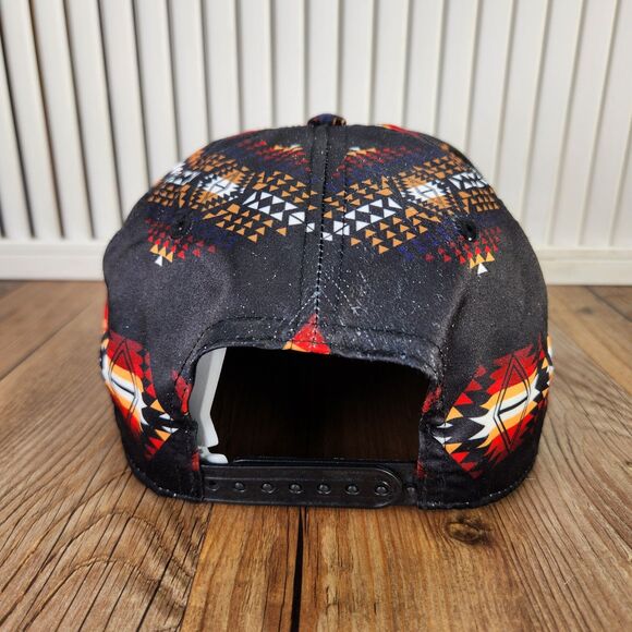Nativo Aztec Tribal Southwestern Snapback Hat Cap Black Red Native American Flat - Picture 4 of 9